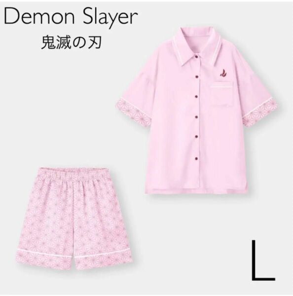 GU サテンパジャマ(半袖&ショートパンツ)Demon Slayer L