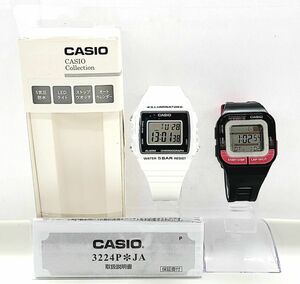 D309-W13-478 CASIO カシオ デジタル腕時計 2点セット 白 男性 W-215H-7AJH クロノグラフ 箱付き / 黒 女性 SDB-100J 稼働④