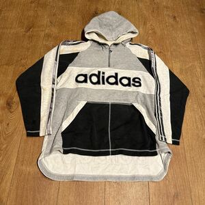 adidas トレフォイル　ハーフジップアップパーカー SIZE M-L 