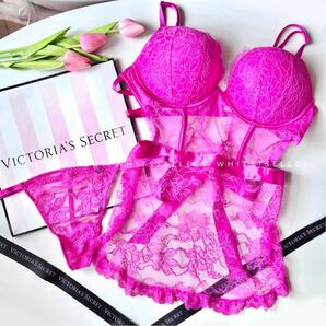 【サイズＭ】エプロンテディ＆Tバックセット ピンク Victoria's Secret 下着セット