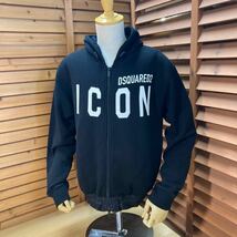 Y送料無料824未使用品【DSQUARED2】タグ付 イタリア製 S79HG0004 D2 MALE ICON COLLECTION ジップアップ スウェット パーカー 黒 ＳIZE S_画像1