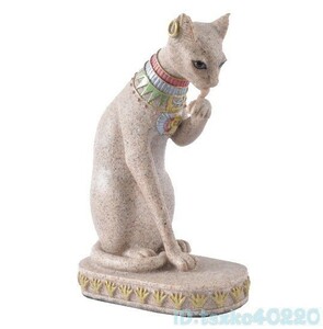 Gt2171: エジプト猫の置物 砂岩 オブジェ 雑貨 猫神 古代エジプト 女神 バステト 猫好き 大英博物館 神 装飾 飾り インテリア