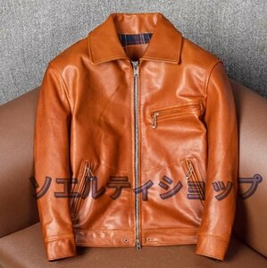 新品★ 高級感溢れる★ 馬革 レザージャケット ライダース 本革 革ジャン ホースハイド バイクレザー メンズファッション S～5XL