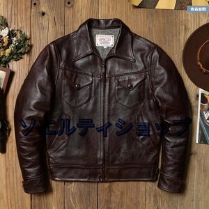 新入荷☆高品質 レトロレザージャケット ホースハイド 革ジャン シングルライダース 本革 バイクレザー ヴィンテージ アメカジ S～5XL