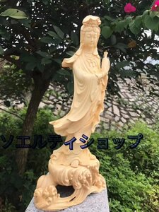 人気美品☆仏像 観音像 置物 仏壇仏像 観音菩薩 木彫り 桧木製 祈る 厄除け