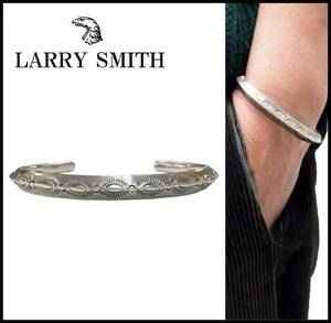 LARRY SMITHラリースミス THIN TRIANGLE BRACELET LEAF シルバー スタンプワーク トライアングル バングル ブレスレット カゼキリ フェザー