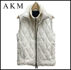 AKM LIMONTA nylon DIA ski vest カシミア カシミヤ ウール ニット レイヤード ダイヤ キルティング ナイロン スキー ダウン ベスト L WJK