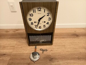 レトロ SEIKO セイコー 1ヵ月巻掛時計 ゼンマイ時計 アンティーク 掛時計 時計 未確認 保管 中古 現状品 k663 