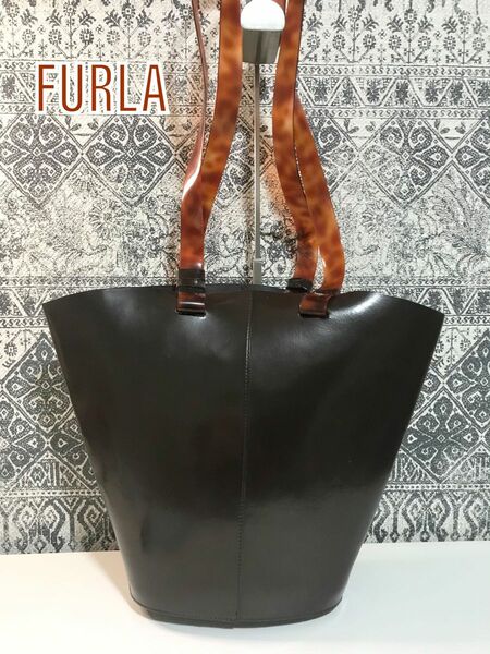 【良品】FURLA フルラ レザー トートバッグ ショルダーバッグ ブラウン