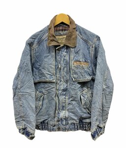 WRANGLER (ラングラー) デニムジャケット Gジャン ブルゾン 襟レザージップアップ S インディゴ ブルー メンズ/025