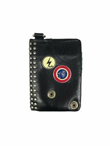 HYSTERIC GLAMOUR (ヒステリックグラマー) STUDS AND PINS LEATHER WALLET スタッズ ピンズ レザーウォレット 二つ折り財布 ブラック/025