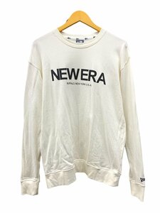 NEWERA (ニューエラ) スウェット クルーネック 長袖 トレーナー ロゴ プリント L アイボリー メンズ/025