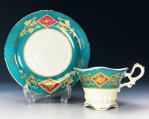  occupied Japan gold . gold paint Galland en Boss equipment ornament cup saucer cabinet cup ( green ) Old Nippon a10043