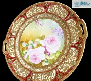  super-gorgeous [...] Old Noritake gold . gold paint jewel equipment ornament . rose map . large plate decoration plate plate Meiji a11045/231221