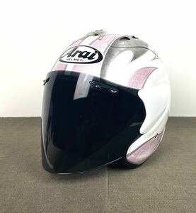 ●希少 Arai SZ-Ram4 KAREN WHITE/PINK 61 62 Xアライ カレン ジェットヘルメット スモーク シールド XLサイズ●