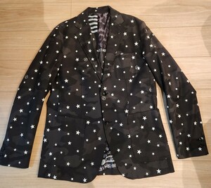 サイズ4 uniform experiment カモフラ スター3B テーラードジャケット スーツ セットアップ ソフネット fragment 黒 白