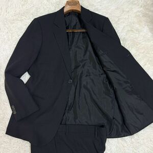 極美品 XL〜XXLサイズ/GIORGIO ARMANI 「極上シルク」ジョルジオアルマーニ スーツ セットアップ ジャケット ブラック 黒 52 borgo21