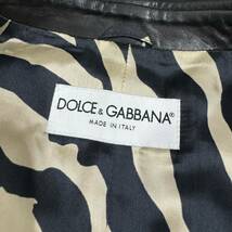 DOLCE&GABBANA 『トロトロラムレザー』ドルチェ&ガッバーナ レザー テーラードジャケット 黒 ブラック ゼブラ柄裏地 アニマル柄 羊革 46 M _画像8