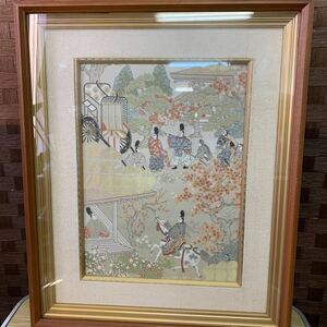 【長期保管品】長嶋成織物 ながしま華 大和絵図 西陣織京額 飾り額 額装 インテリア 織物