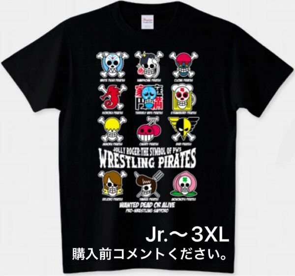 プロレス ワンピース Tシャツ ルフィ チャンピオン ミル・マスカラス 海賊旗 パイレーツ ロンT ナミ ゾロ エース シャンクス