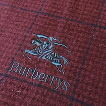 Burberrys　PROSUM　REGD.　ロゴ 刺繍　NEW WOOL 100%　ストール　マフラー　チェック　ボルドー系　66 × 110cm_画像5