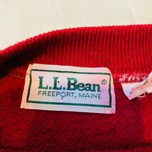 LLBean　エルエルビーン　MADE IN USA/米国製　ロゴ プリント　ラグラン スリーブ トレーナー　レッド/赤　SMALL_画像4