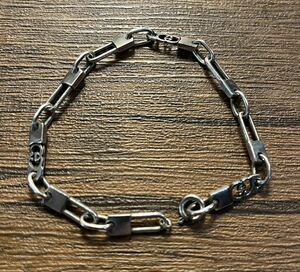 GUCCI gucci グッチ SILVER シルバー 925 Gロゴ インターロッキン チェーン ブレスレット 18cm 難あり ジャンク