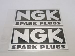 ★送料無料!★2枚セット!【NGK SPARK PLUGS】SILVER ステッカー 横:11cm 縦:5.5cm ★スパークプラグ ロゴ デカール シール