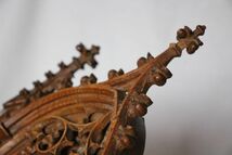 ベルギー アンティーク 古い木製のBENITIER 聖水受け ゴシック様式 オーク 美品_画像9