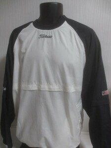 ■392■男長袖アウター■美品タイトリスト Men's２wayアウター/USED/ＬＬ～/生成x濃紺/裏メッシュ有り/刺しゅう・ワッペンロゴ