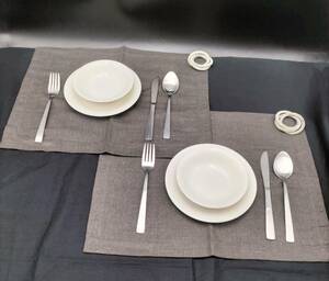 [H-2312TW38]* tableware pair set * dinner set * kitchen miscellaneous goods * plate * plate * cutlery * place mat * interior * house *