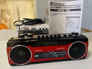 【美品】SANSUI Bluetoothスピーカー兼用ラジカセ SCR-B2（RD） レッド 