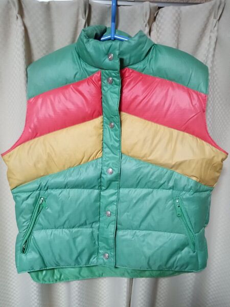 ダウンベスト ビンテージ 80s 80年代 SKI DADDLE PACKーINL Lサイズ 色グリーン