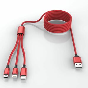 マルチ 3 in 1 USB ロング iPhone 充電ケーブル 1.8m/ ケーブル iPhone 同時