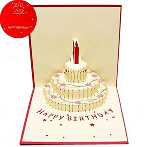 [ new goods prompt decision ]Happiest birthday birthday [ solid ] celebration hobby greeting card 3D pop up message card ( red )