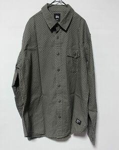 stussy ドット柄　長袖シャツ　グレー　Mサイズ