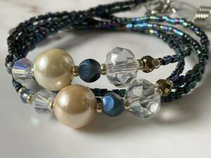  night . dissolving . blue Swarovski cut beads glass code mask code glasses chain glasses chain mask strap 