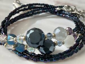  full heaven. star empty. navy blue Swarovski cut beads glass code mask code glasses chain glasses chain mask strap 