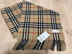 BURBERRY　バーバリー　カシミア100％　タグ付き未使用品　マフラー　キャメル　ヴィンテージ品　送料無料!!