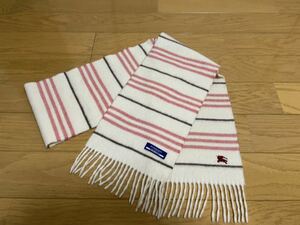 BURBERRY　バーバリー　マフラー　カシミア主体　アイボリーxピンク　ホワイト系　美品　送料無料!!!