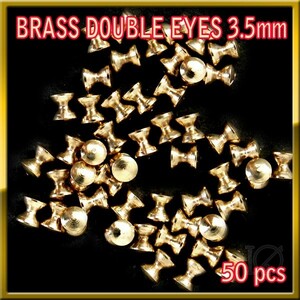 ★★ブラス ビーズ ダブルアイ ダンベル形状　Gold 50個セット Brass Beads 3.5mm DOUBLE EYES★★