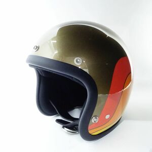 119 TT＆CO スーパーマグナム セブンティーズライン オールドゴールド バイクヘルメット ジェットヘルメット M/Lサイズ　※中古
