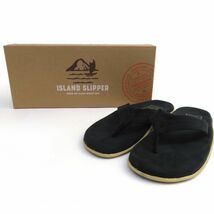 156 ISLAND SLIPPER アイランドスリッパ ウルトラスエード PTU202U ブラック US8 26cm 箱有 ※中古_画像1