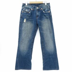 137 TRUE RELIGION True Religion мир рисунок вышивка цельный разрезание ботинки cut Denim брюки размер :32 * б/у 