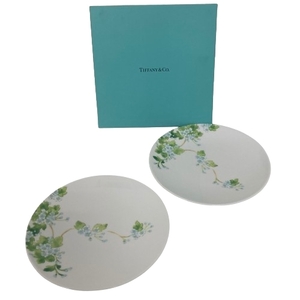 【TIFFANY.Co/ティファニー】TIFFANY LEAVES/リーブス 直径約19cm プレート皿×2枚 セット 箱付き 食器/洋食器/ブランド★