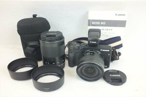 ☆ Canon キャノン EOS M3 ダブルズーム デジタル一眼レフ 18-55 1:3.5-5.6 IS 55-200 1:4.5-6.3 IS 取扱説明書有り 中古 231107B9172