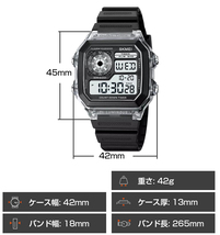 50m防水 デジタル腕時計 ダイバーズ スポーツ スケルトン透明ホワイト（白） CASIOカシオチプカシAE-1200WHではありません_画像8