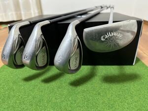 送料無料！初心者レディースゴルフ Callaway solaire(ソレイル) 8番.PW.SW.パター 4本セット センターシャフトパター ★r22