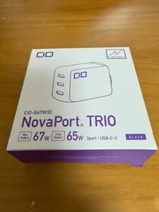 【ほぼ未使用】CIO NovaPort TRIO 65W3C PD充電器 小型 3ポート USB-C 急速充電 ACアダプター コンセント 軽量 タイプC GaN ブラック