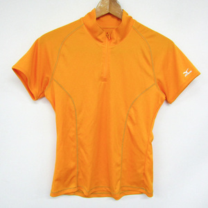  Mizuno рубашка-поло с коротким рукавом с высоким воротником половина Zip одежда для гольфа женский L размер orange Mizuno